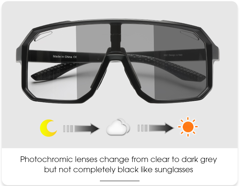 Preço de Atacado US$4,50 Óculos Esportivos Fotocromáticos SCVCN S62 para Ciclismo