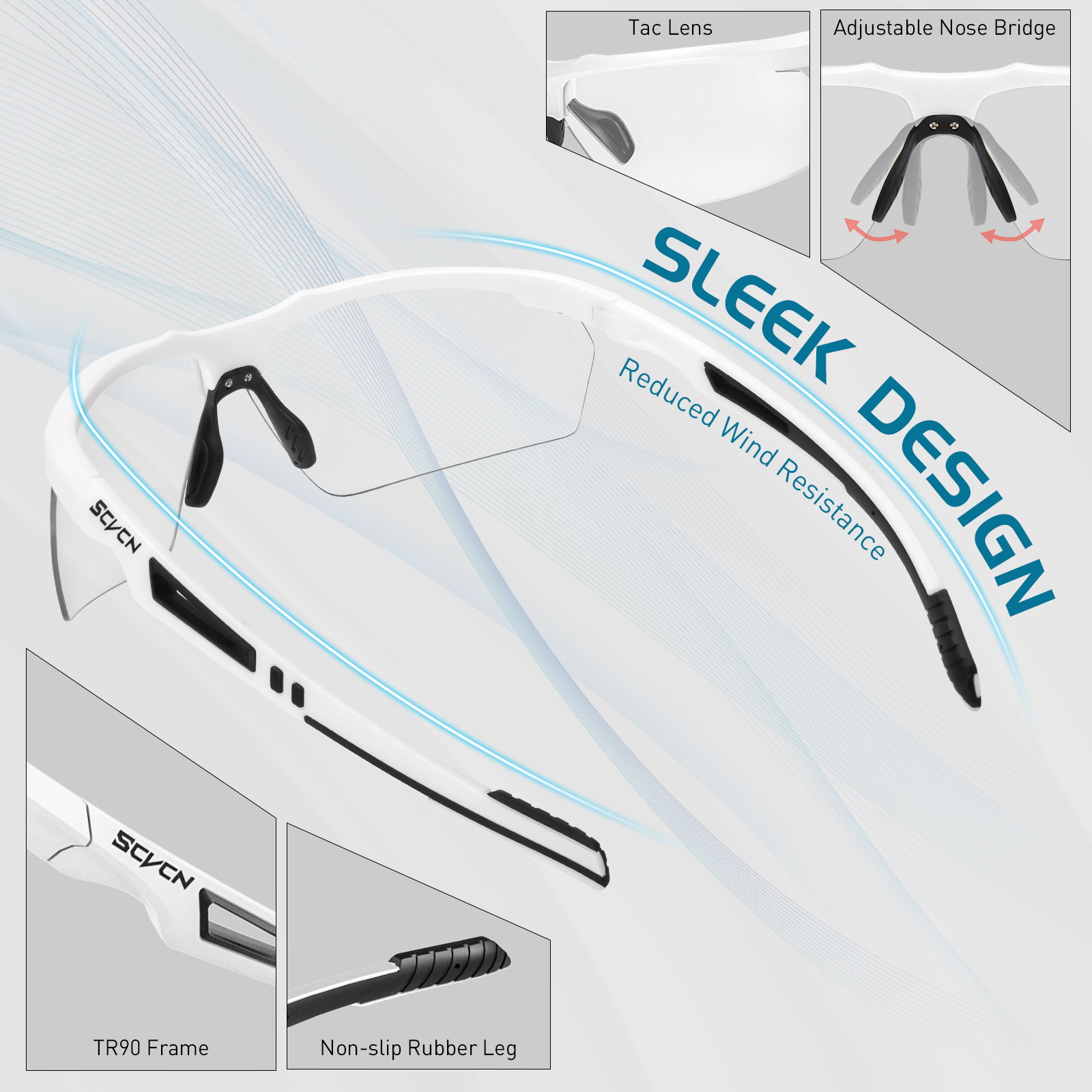 Preço de Atacado US$7,50 Óculos Esportivos Polarizados e Fotocromáticos SCVCN S86