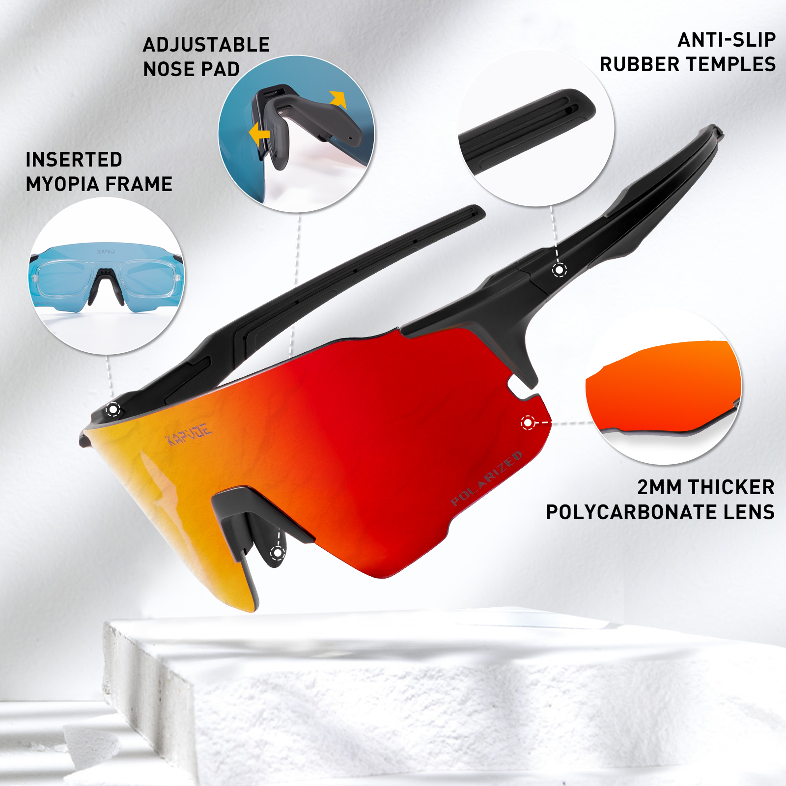 Preço de Atacado US$8,00 Óculos Esportivos Polarizados ao Ar Livre Kapvoe K92-Q